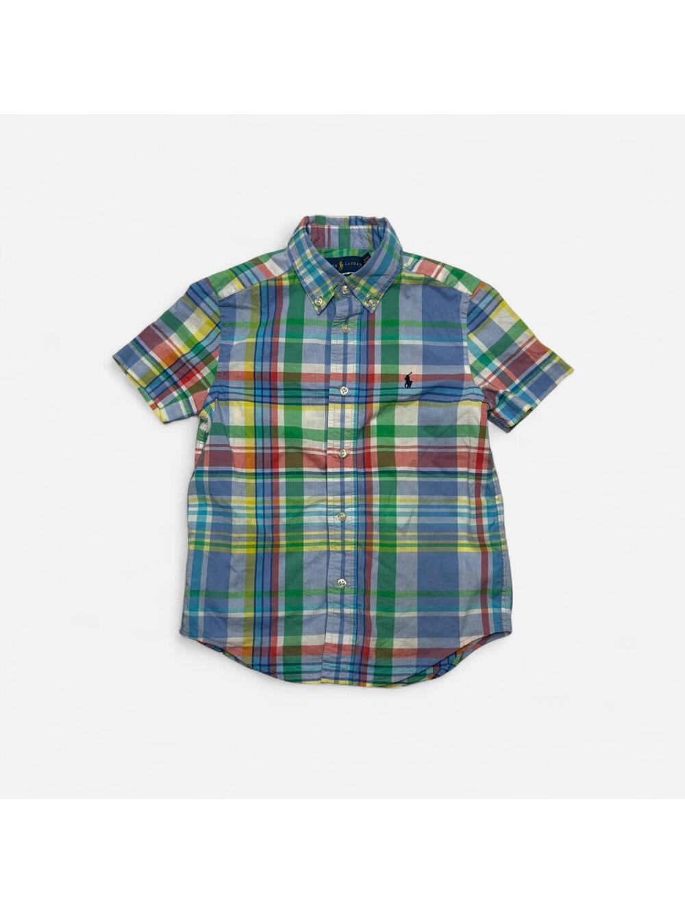Ralph Lauren Boys Plaid Short Sleeve Button Down Shirt Size 5
